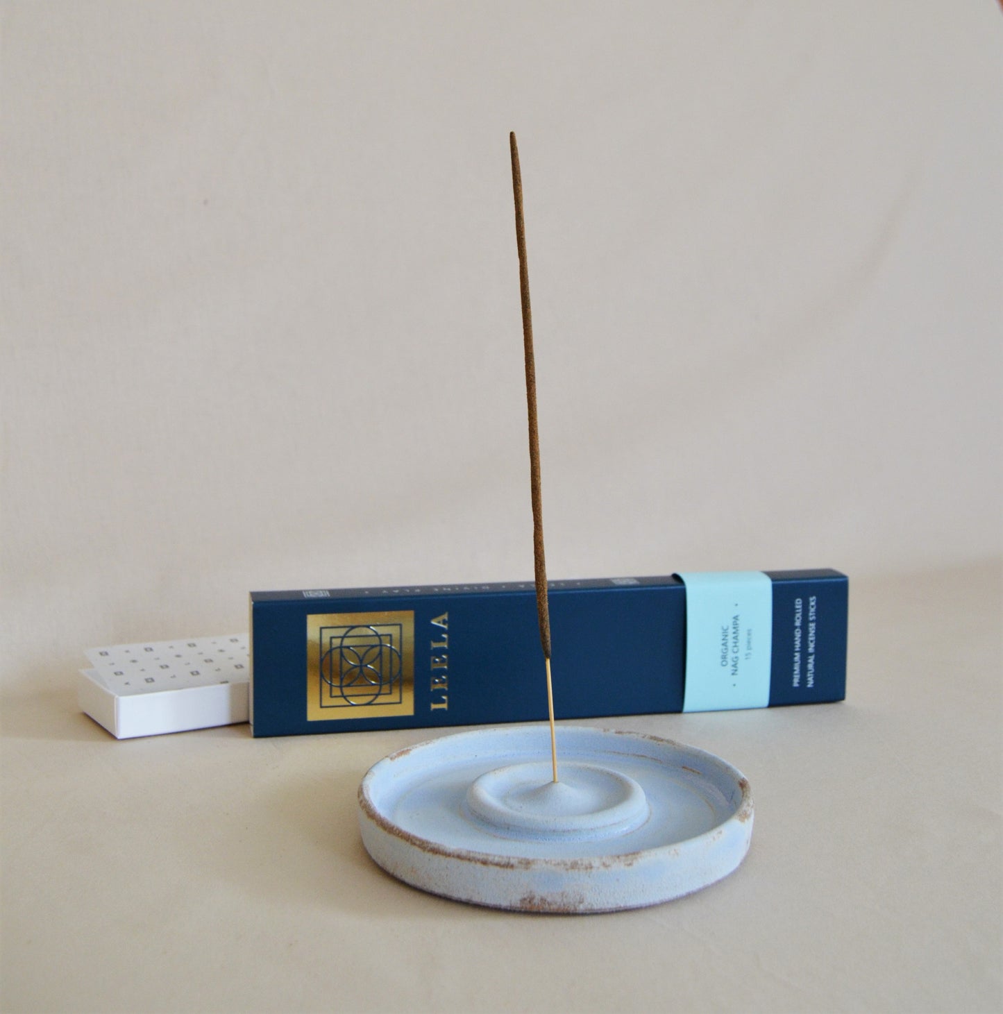 Ceramic Incense Holder •Stone Blue• FREE incense box