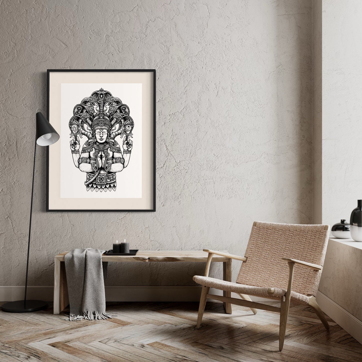 Sage patanjali print black and white 31 X 44 cm (A3)