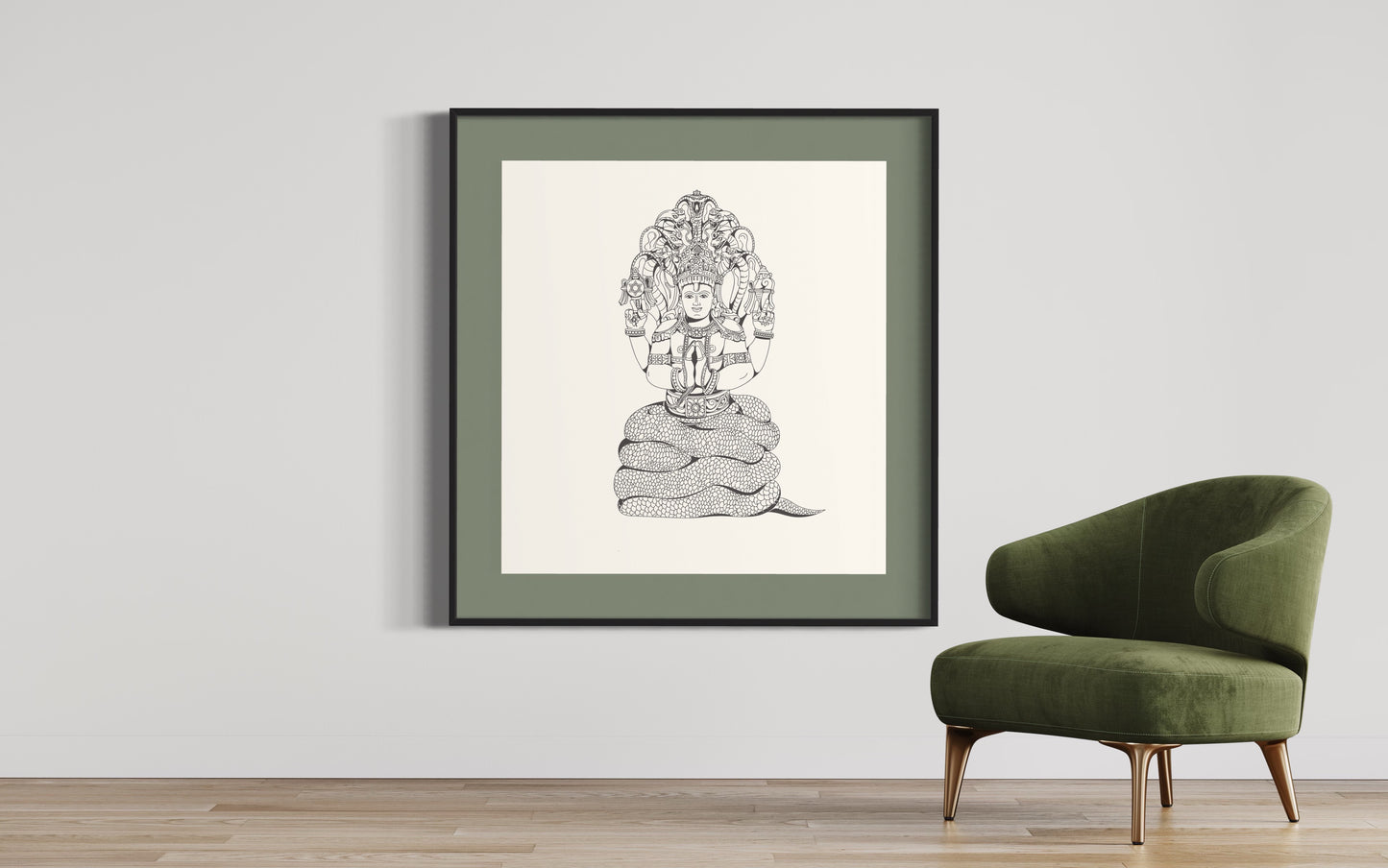 Sage patanjali print black and white 31 X 44 cm (A3)